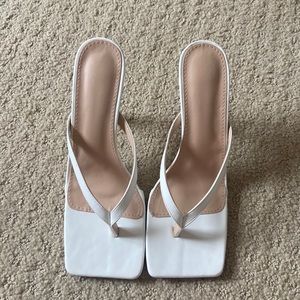 Elegant White Heeled Sandals